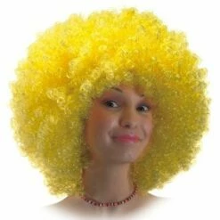 Perruque Bouclée Disco Jaune