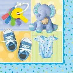 16 Serviettes Éléphant Bleu