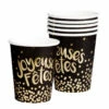 6 Gobelets Joyeuses Fêtes -WIDMANN Soldes 6 gobelst carton noir et or joyeuses fetes