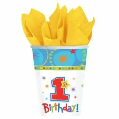 8 Verres Premier Anniversaire Bleus