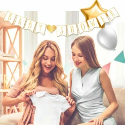 Guirlande Baby Shower Blanche Et Or