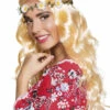 Perruque Hippie Blonde Avec Bandeau De Fleurs -WIDMANN Soldes peruque hippie blonde avec bandeau