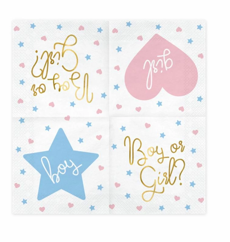 20 Serviettes En Papier Fille Ou Garçon 4 20 Serviettes En Papier Fille Ou Garçon – Image 2