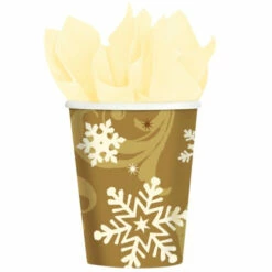 8 VERRES JETABLESOR ET FLOCONS DE NEIGE